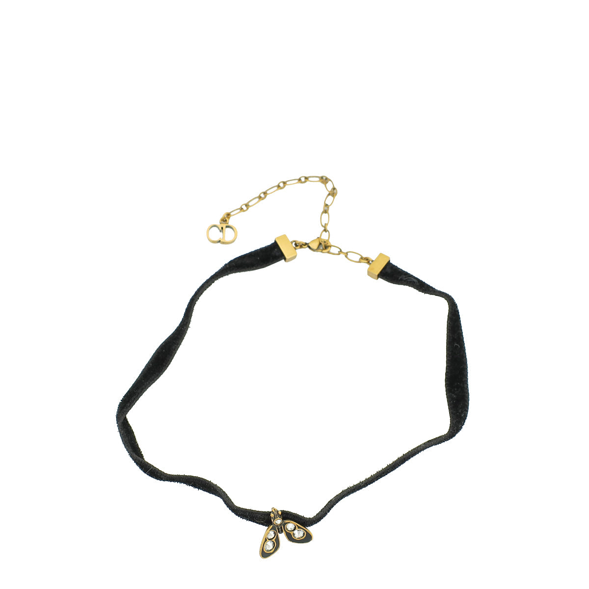Christian Dior Black Velvet Crystal Bee Choker Necklace