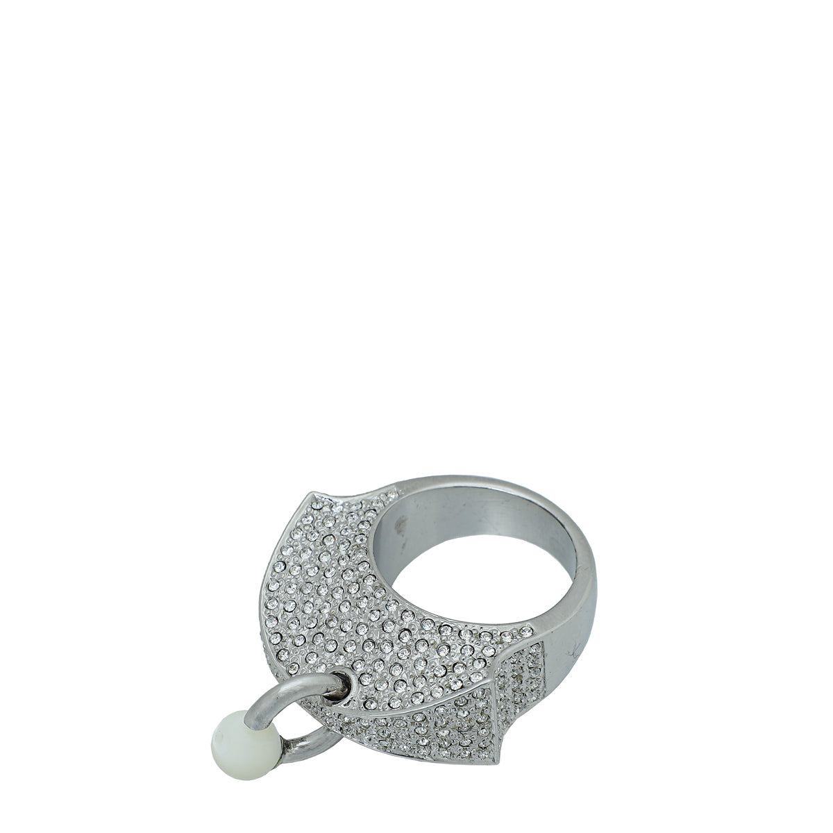 Christian Dior Silver Finish Crystal Ring