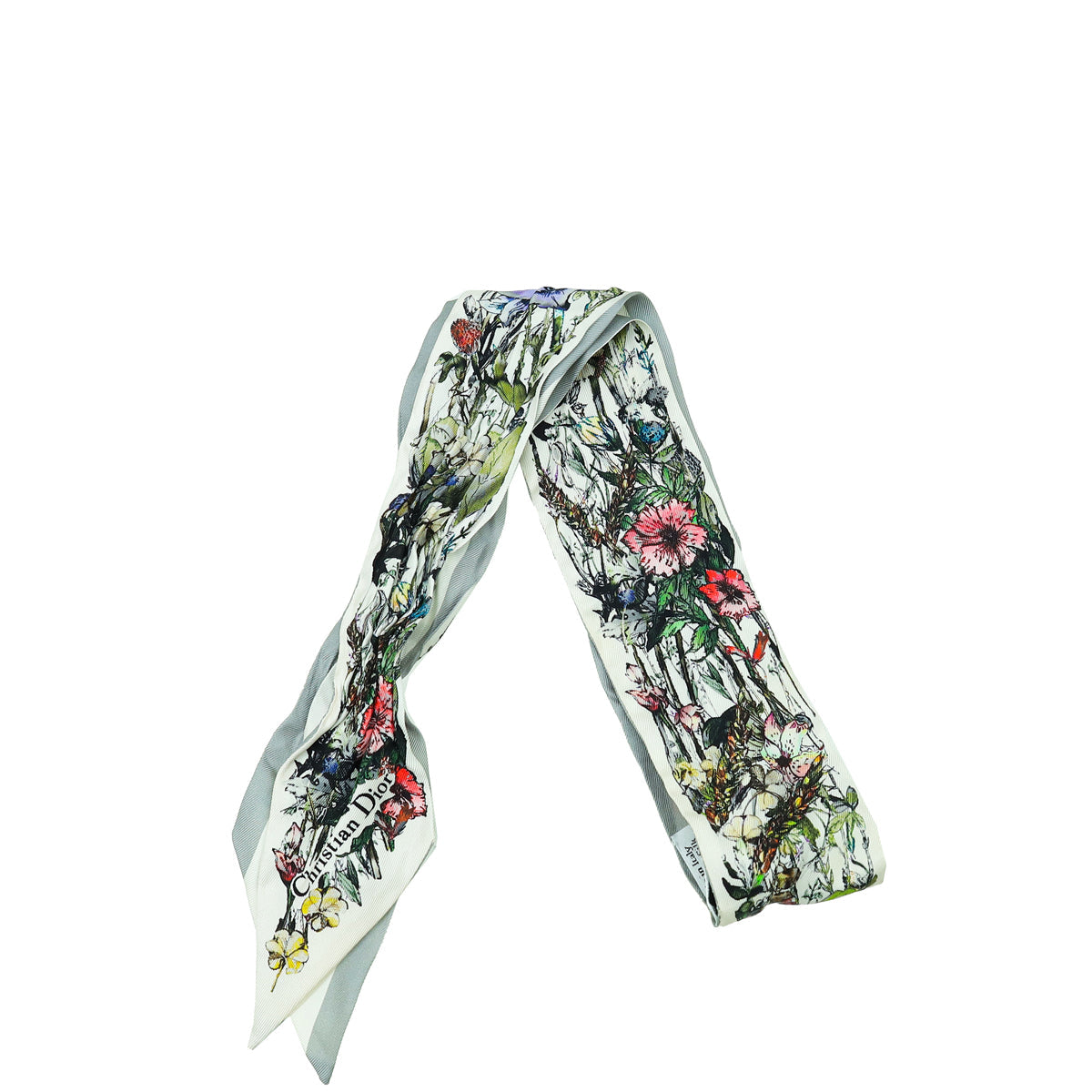 Christian Dior White Multicolor Mille Fleurs Mitzah Scarf