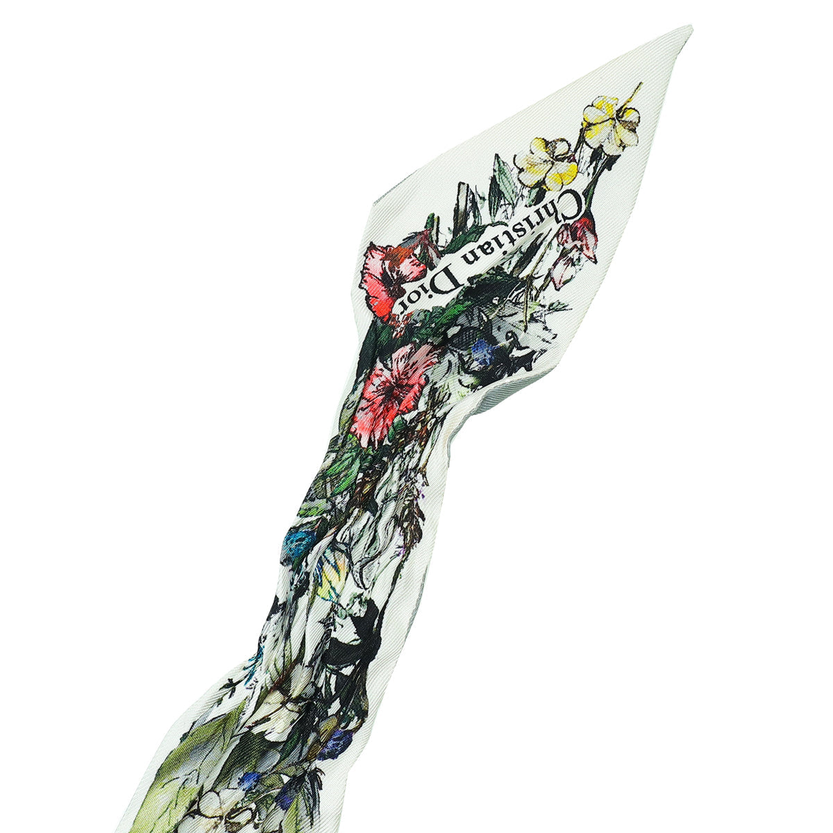 Christian Dior White Multicolor Mille Fleurs Mitzah Scarf