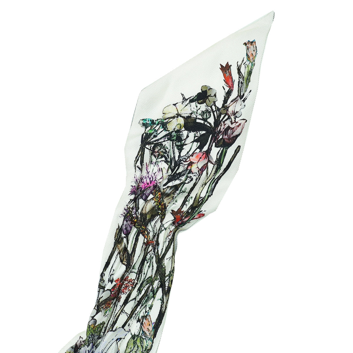 Christian Dior White Multicolor Mille Fleurs Mitzah Scarf
