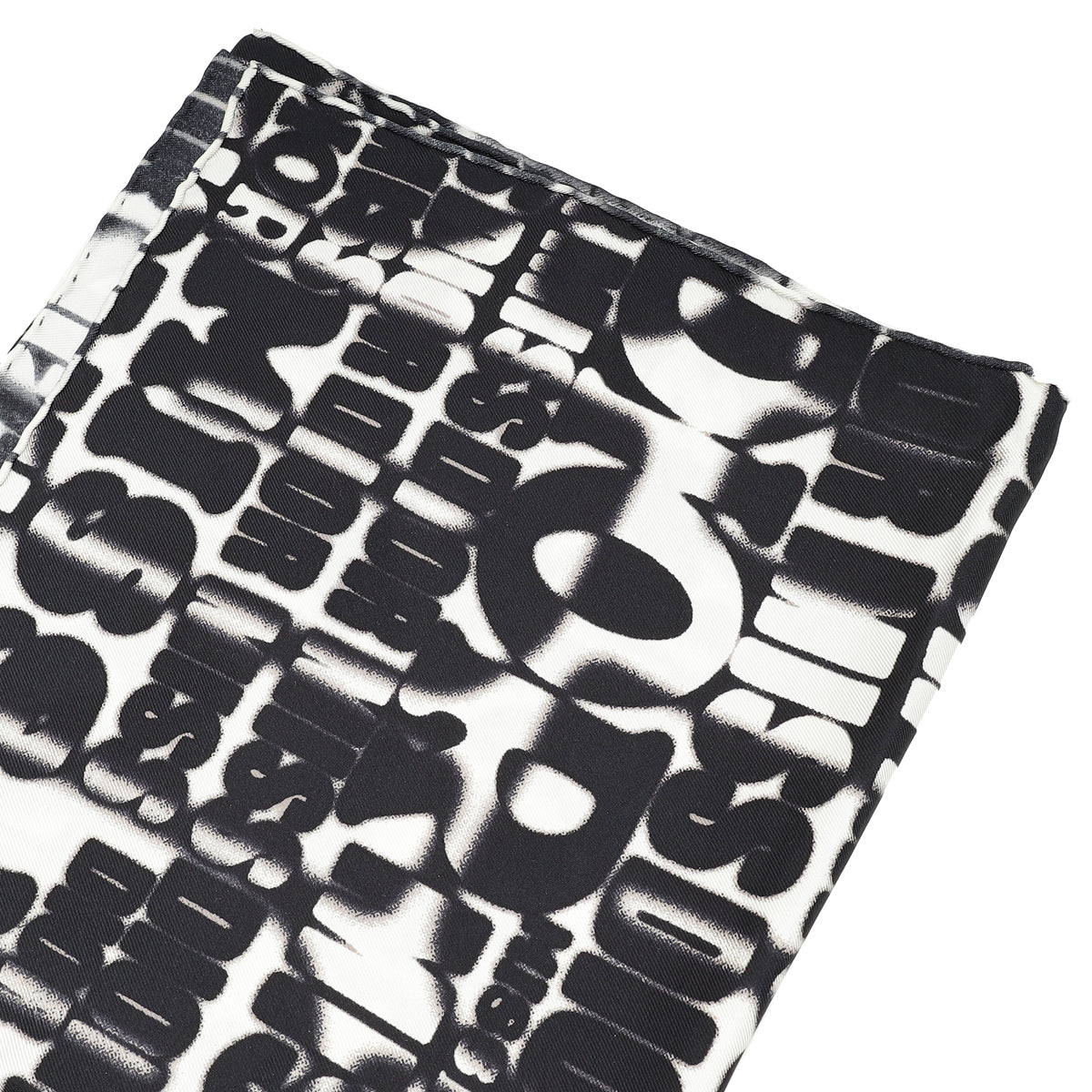 Christian Dior Bicolor Graphite Logo Print Silk Scarf