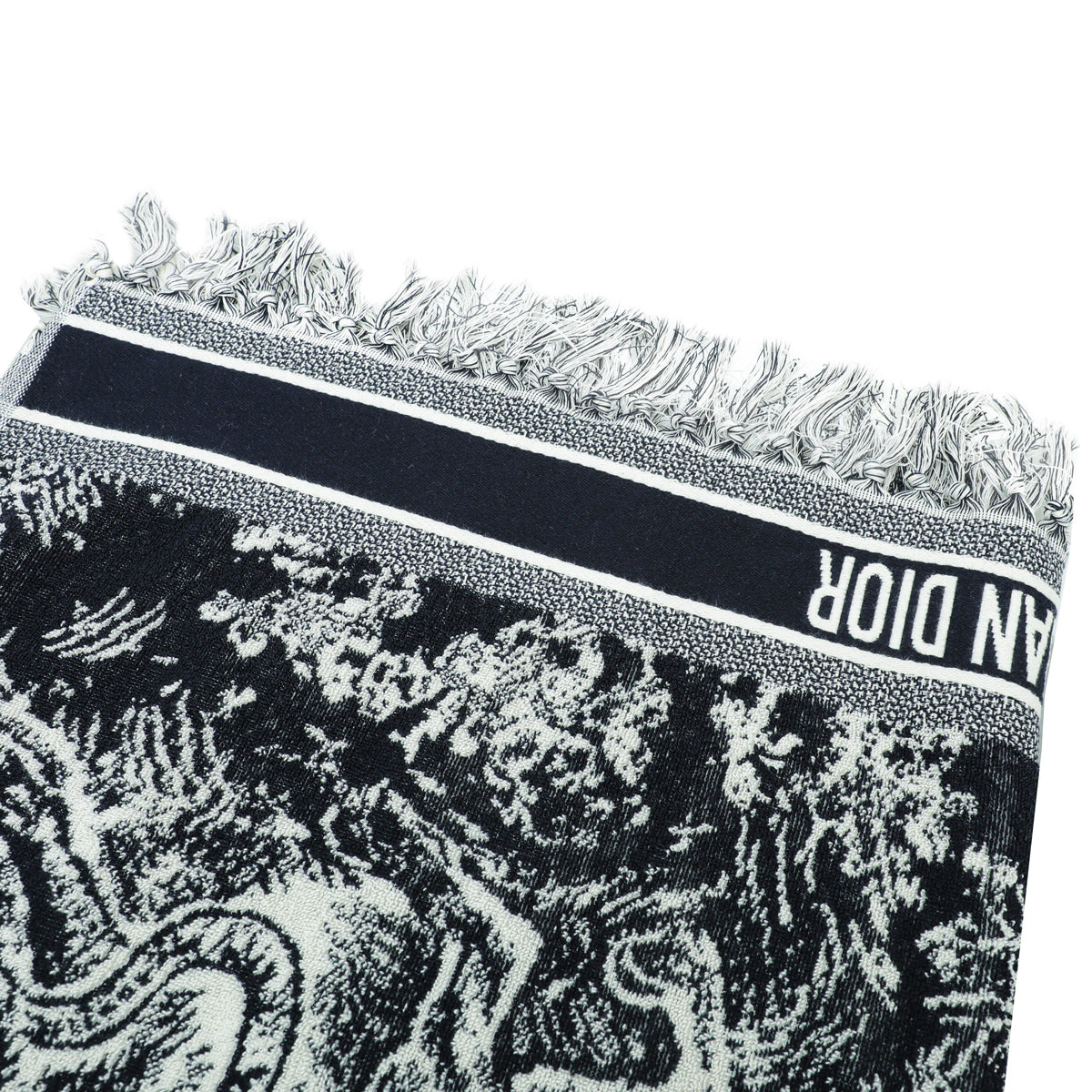 Christian Dior Bicolor Wool Dioriviera Toile De Jouy Throw Towel