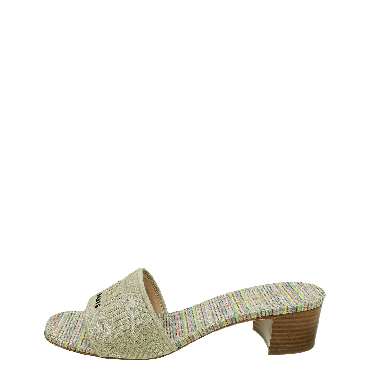 Christian Dior Beige Gold Dway Lurex Romance Embroidered Mules 39