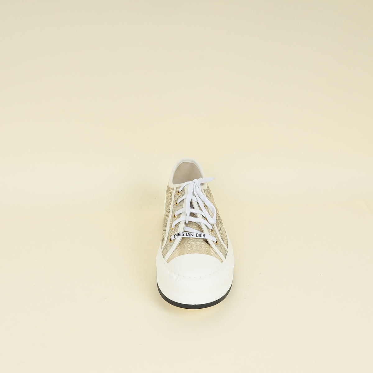 Christian Dior Gold Walk'n'Dior Lace Embroidery With Macramé Effect Sneaker 40.5