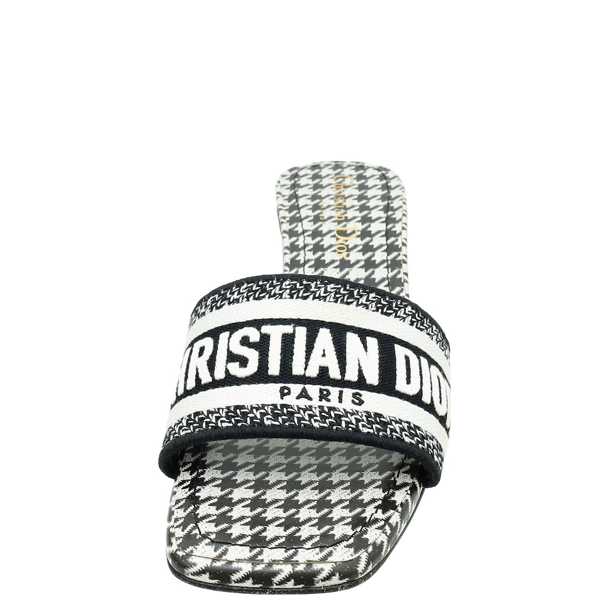 Christian Dior Dway Micro-Houndstooth Embroidered Mules 36