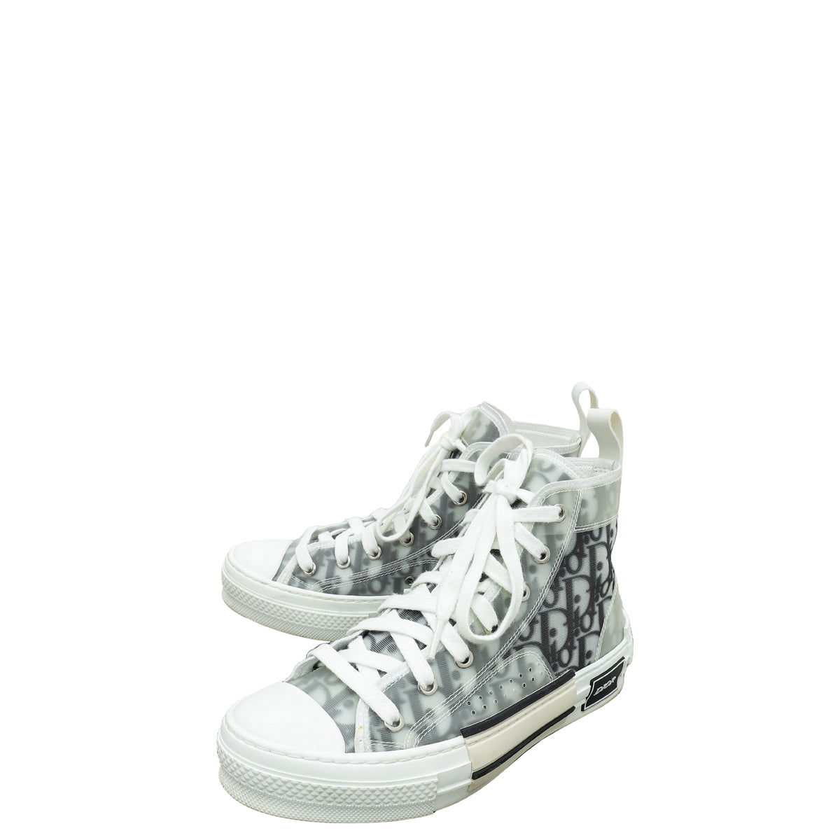 Christian Dior White Oblique B23 High Top Sneakers 37
