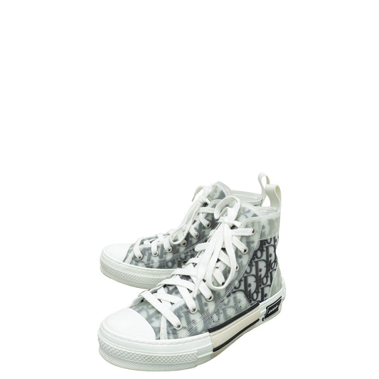 Christian Dior White Oblique B23 High Top Sneakers 37