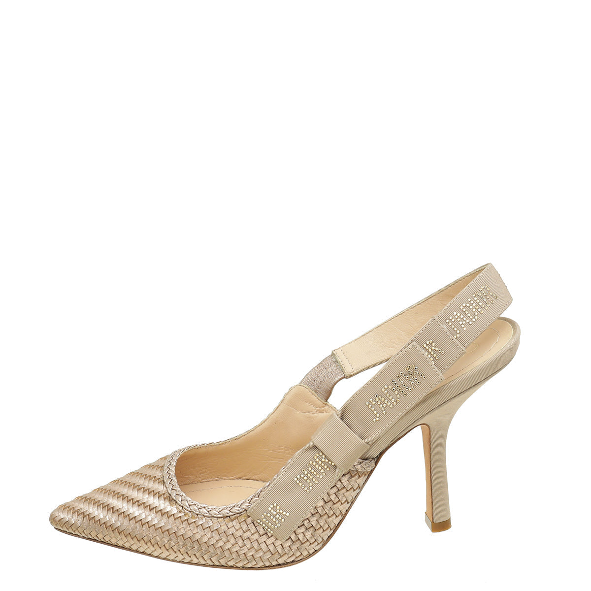 Christian Dior Metallic Bronze Cooper Woven Laminated J'adior Slingback Pump 37