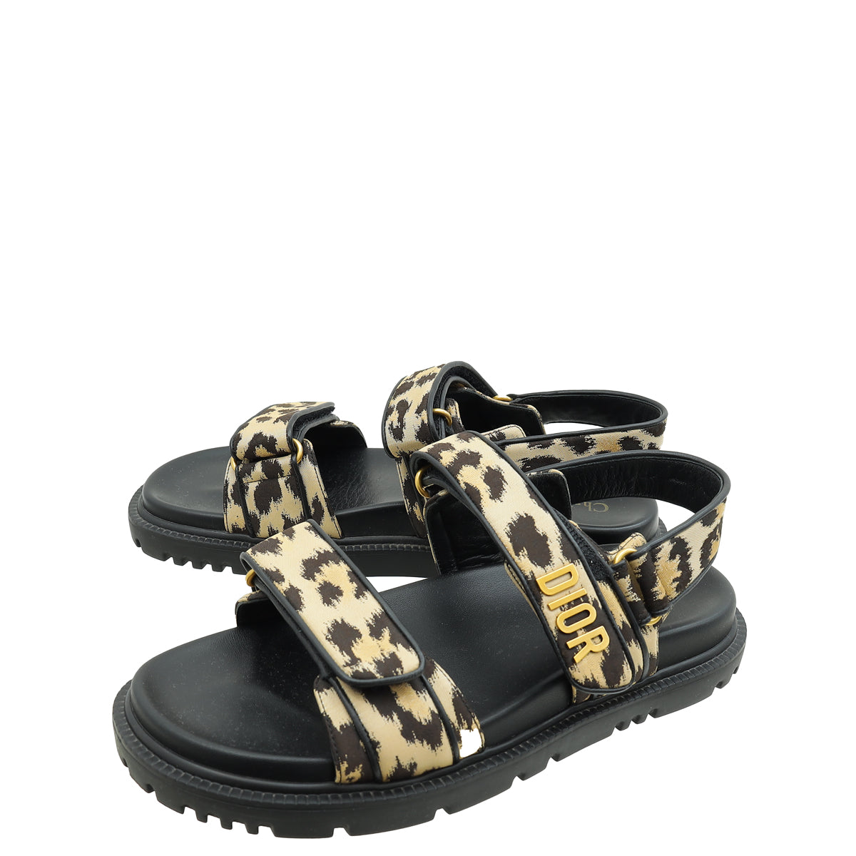 Christian Dior Bicolor Leopard Print Dioract Sandal 39.5
