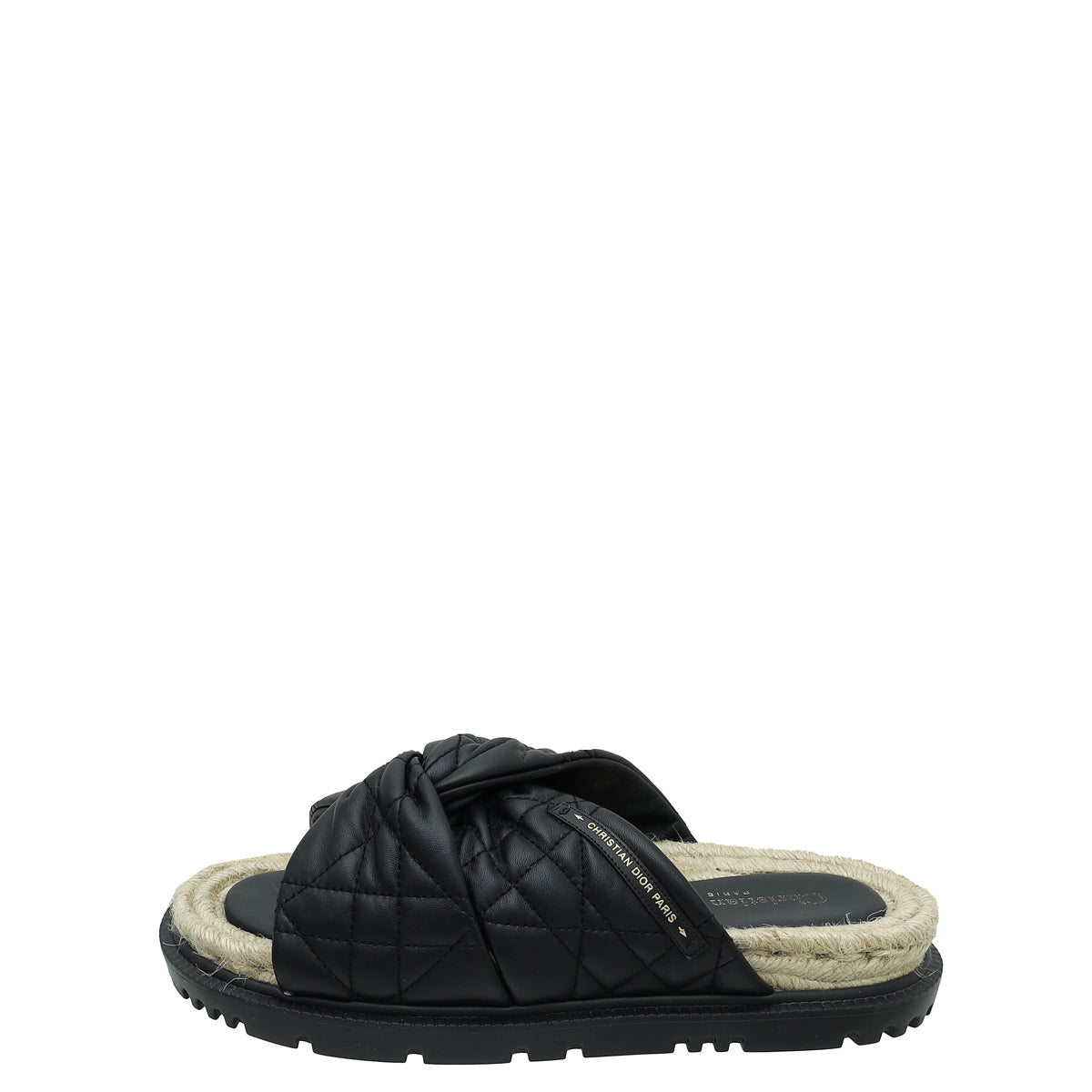 Christian Dior Black Cannage D Twist Slide Sandals 39