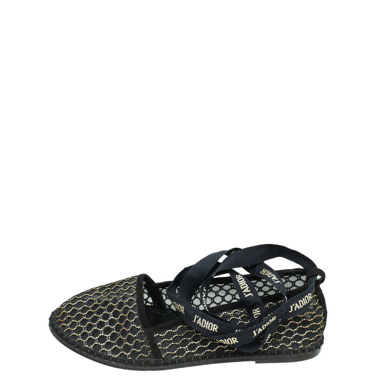 Christian Dior Bicolor Mesh J'adior Ankle Tie Ballerina Flats 39