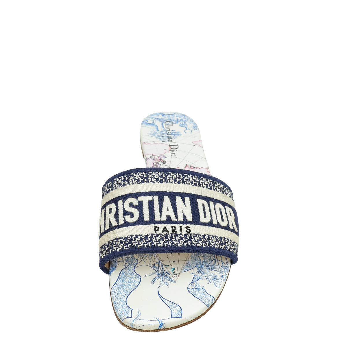 Christian Dior Navy Blue Around The World Embroidered Dway Slides 41