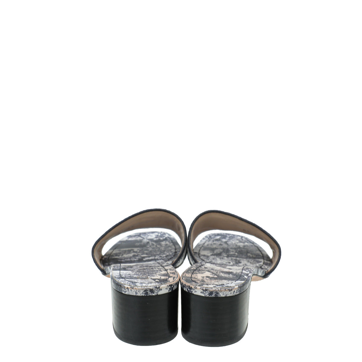 Christian Dior Navy Blue Dway Toile De Jouy Embroidered Mules 39