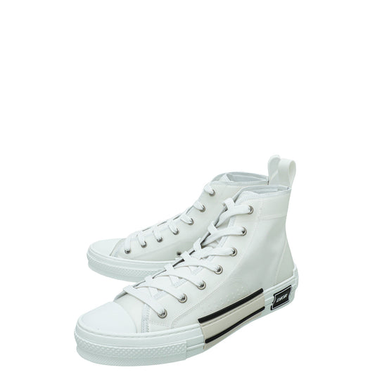 Christian Dior White B23 Canvas High Top Sneakers 42