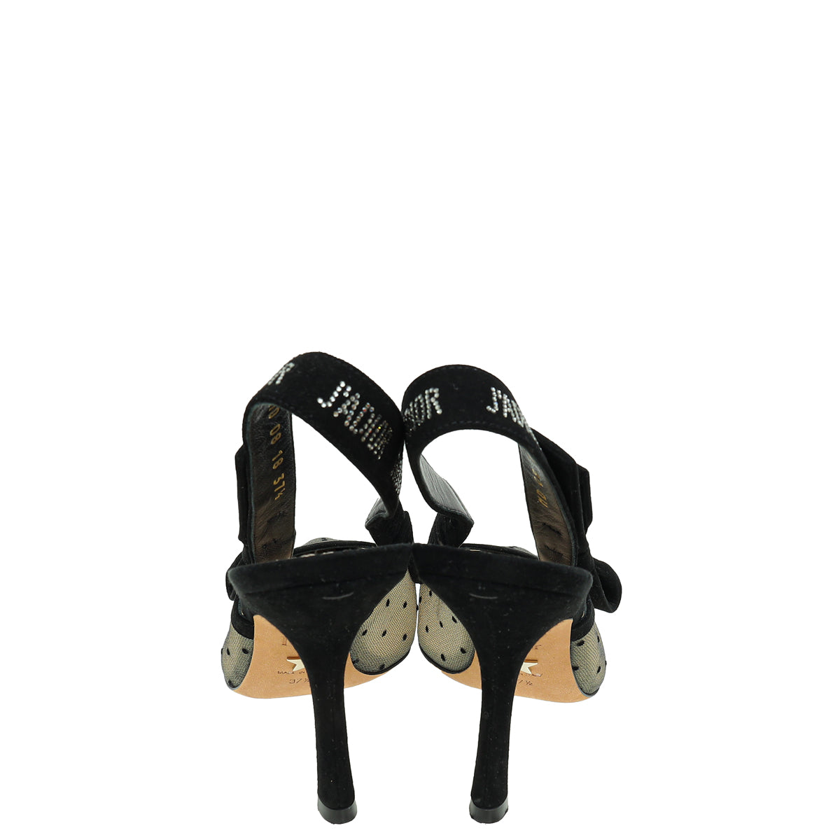 Christian Dior Black J'adior Mesh Dot Slingback Pump 37.5