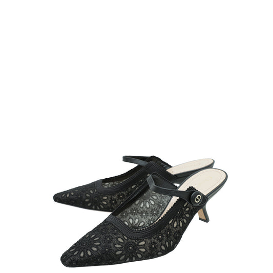 Christian Dior Black Capture Heeled Mules 37.5