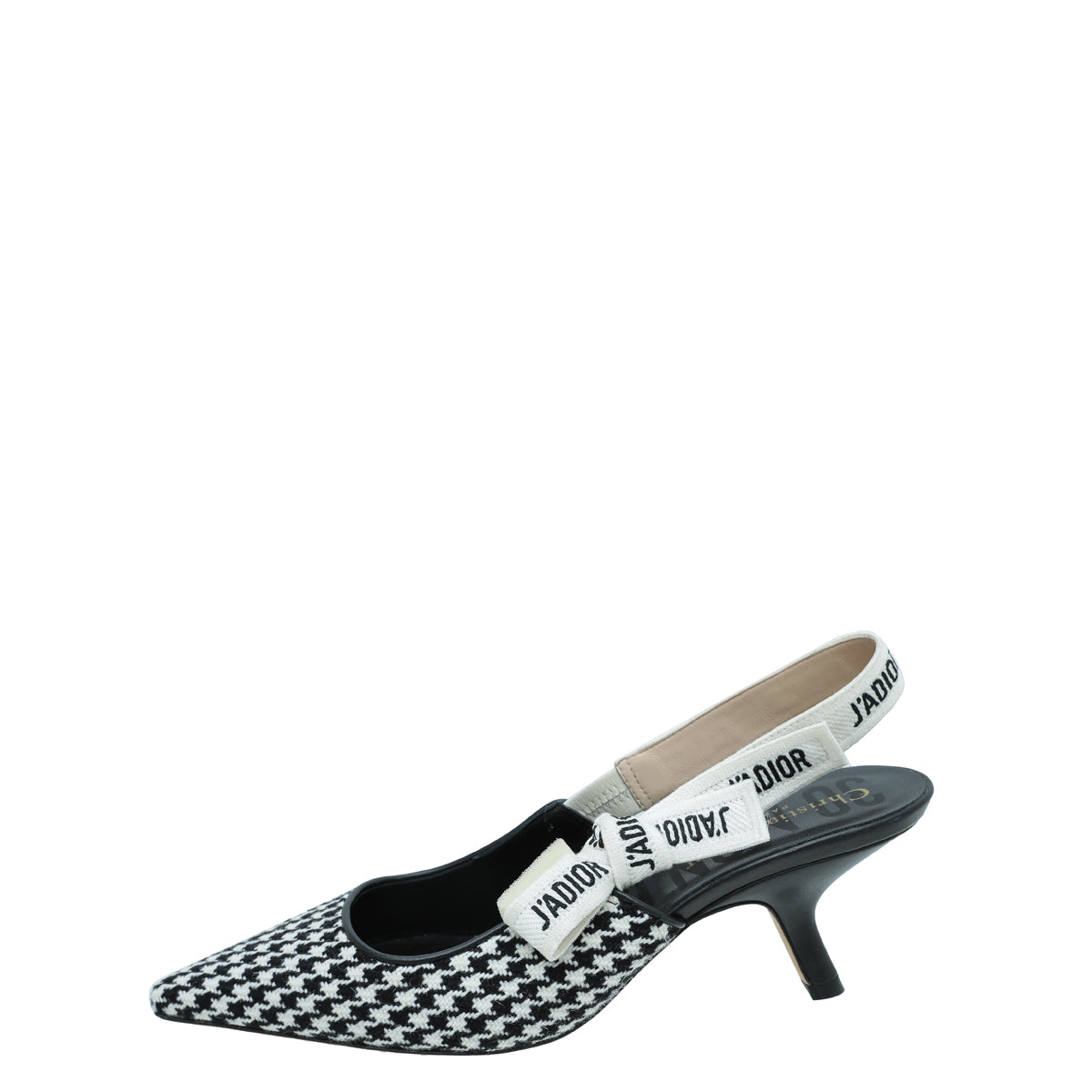 Christian Dior Bicolor J'ADIOR Houndstooth Wool Embroidered Slingback 37