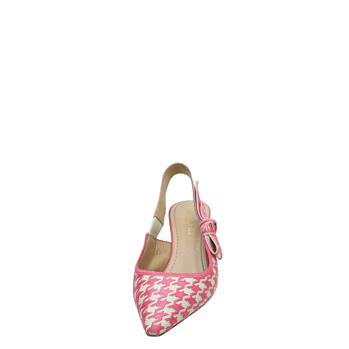 Christian Dior Bicolor J'adior Houndstooth Embroidered Slingback 38.5