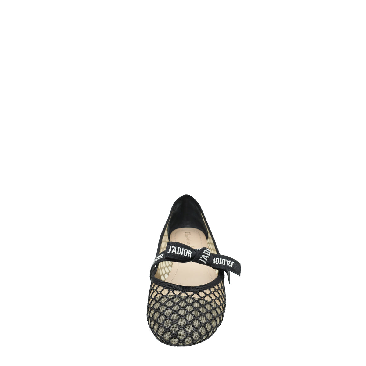 Christian Dior Black Miss J'adior Fishnet Mesh Flat Ballerina 39