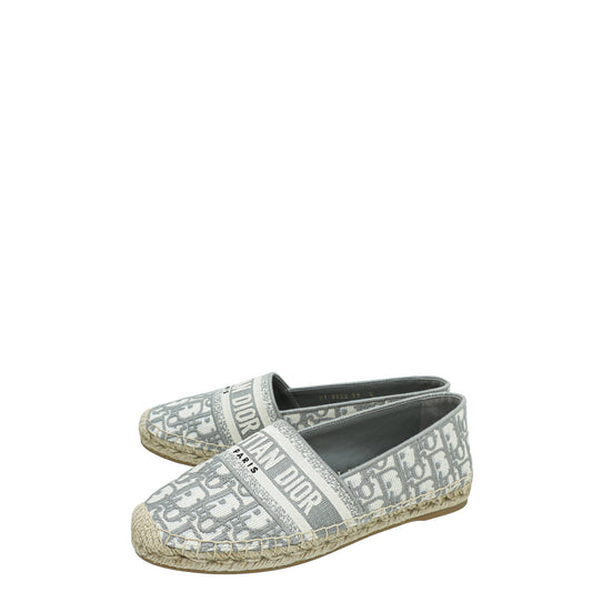 Christian Dior Grey Oblique Embroidered Granville Espadrille 39