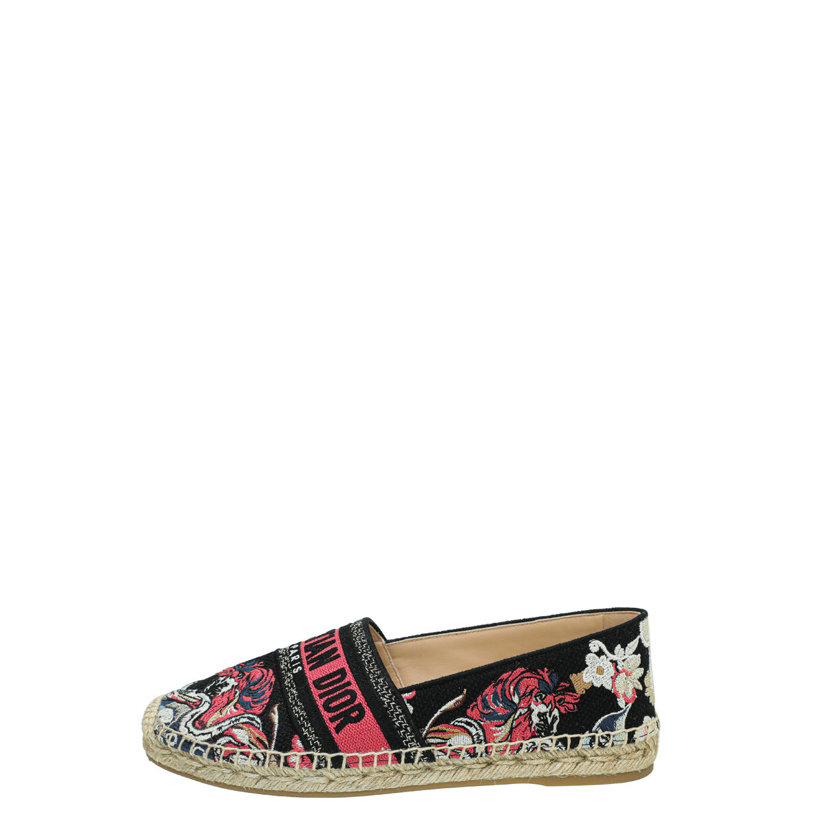 Christian Dior Black Multicolor Mille Fleurs Embroidered Granville Espadrille 39