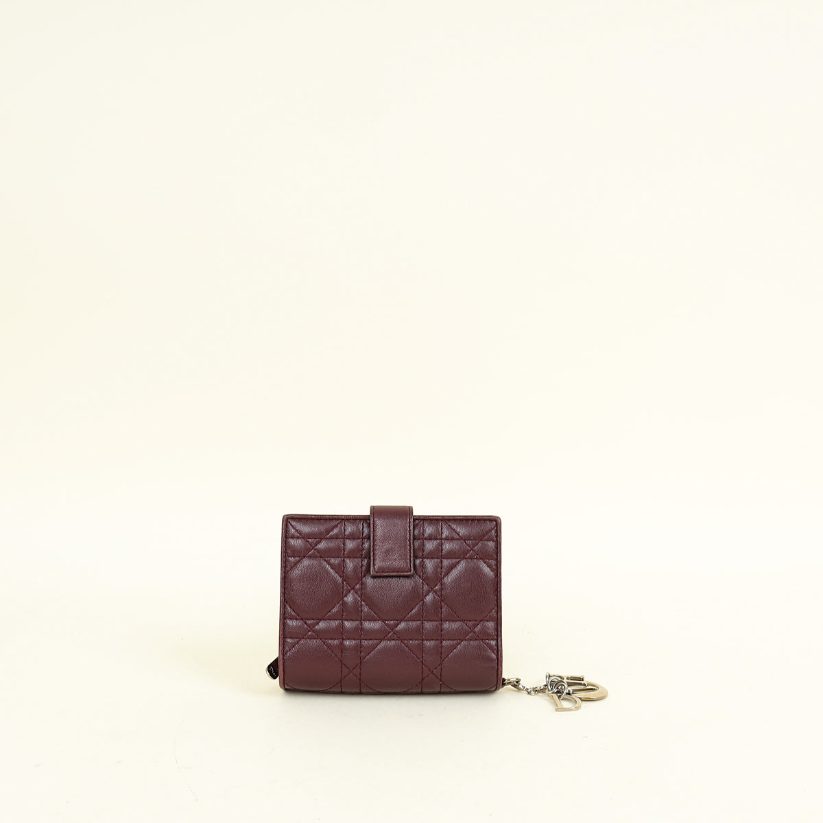 Christian Dior Burgundy Lady Dior Cannage Compact Eden Wallet