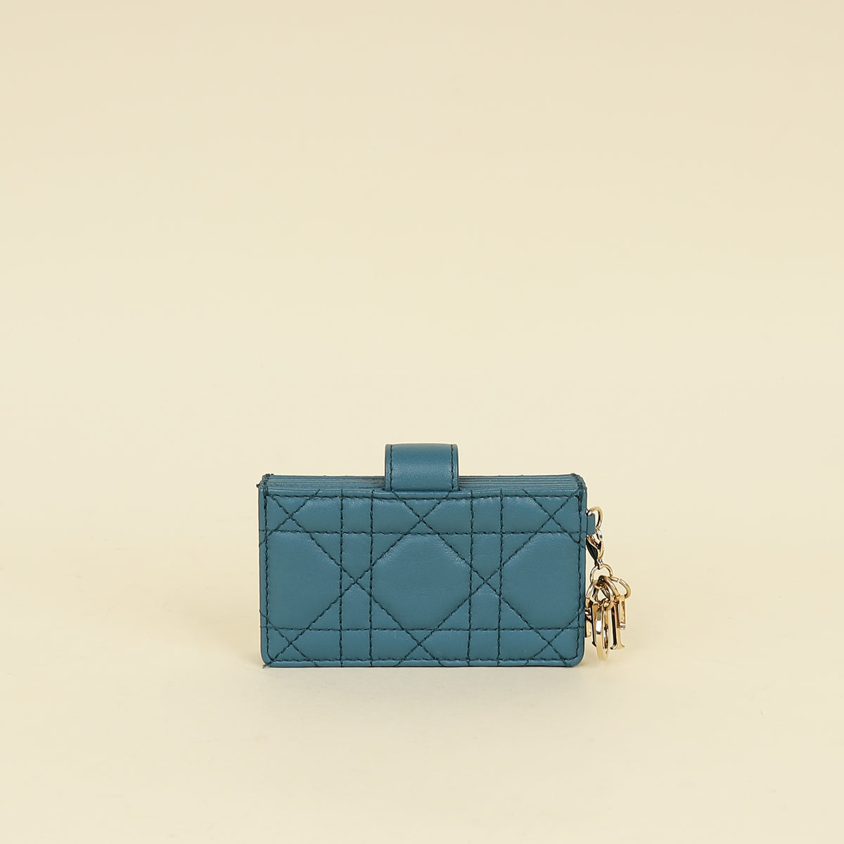 Christian Dior Teal Blue Lady Dior 5-Gusset Card Holder