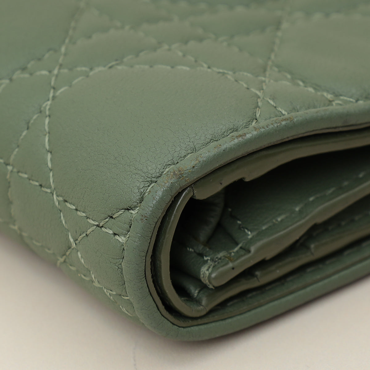 Christian Dior Green Mini Lady Dior Wallet