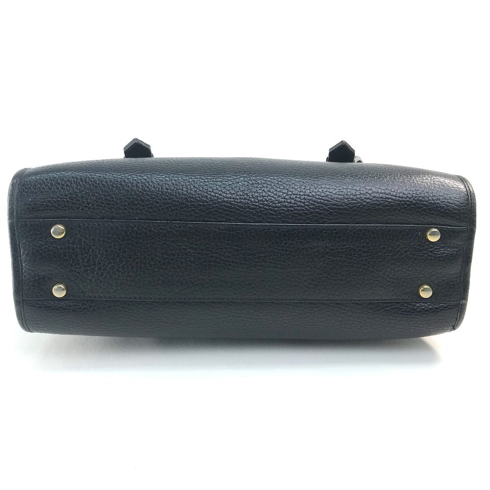 CELINE Handbag leather Black x Gold Metal   Chain lock Women