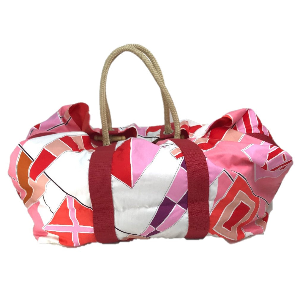 HERMES Tote Bag cotton Pink x Red type Beach bag Cabas Drapeaux au vent Women  d