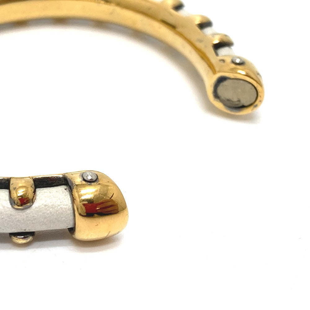 HERMES Bangle Metal, Leather white Horseshoe vintage Women  d