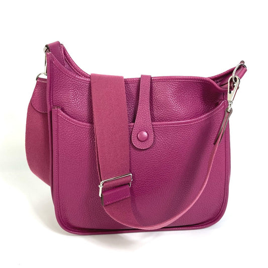 HERMES Shoulder Bag Taurillon Clemence Purple type Evelyn3 PM Troyes Women  d