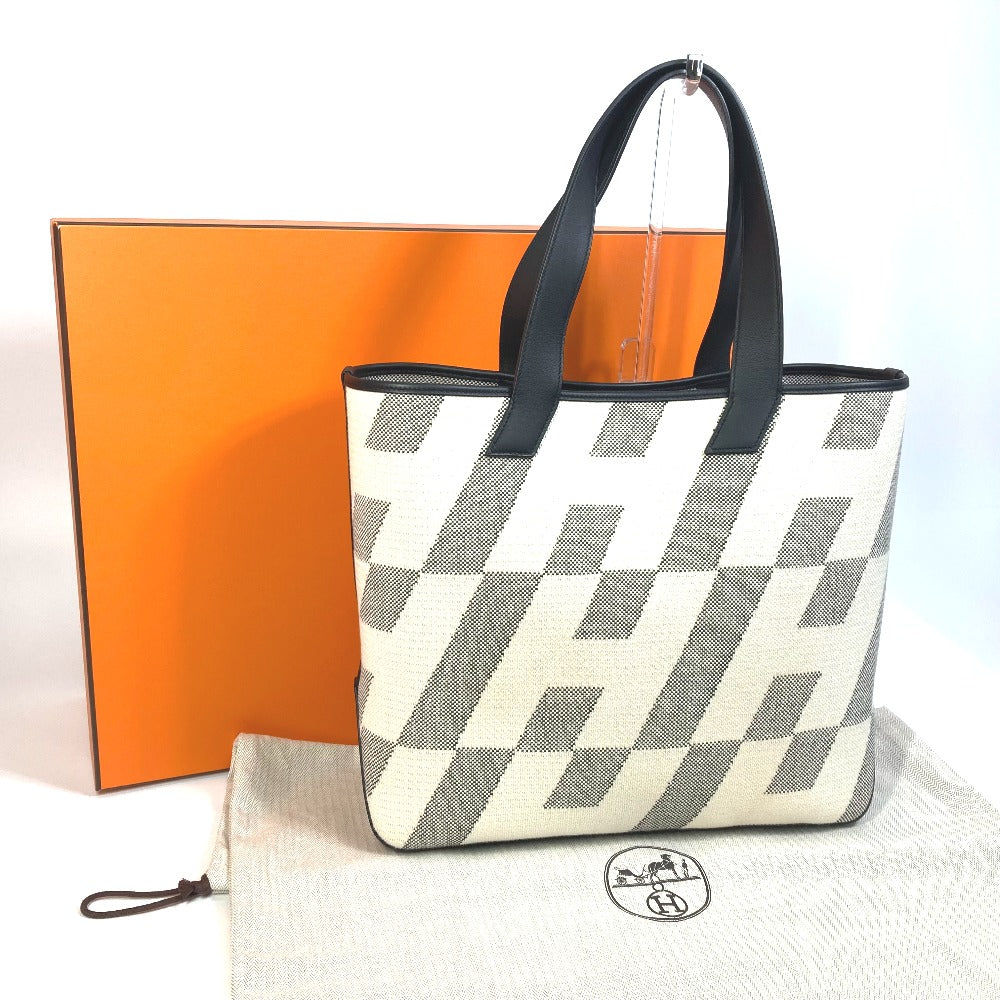 HERMES Tote Bag Canvas, Vaux Swift Black / White / Gray Hippo Bias H 40 Ambier GM Women  d