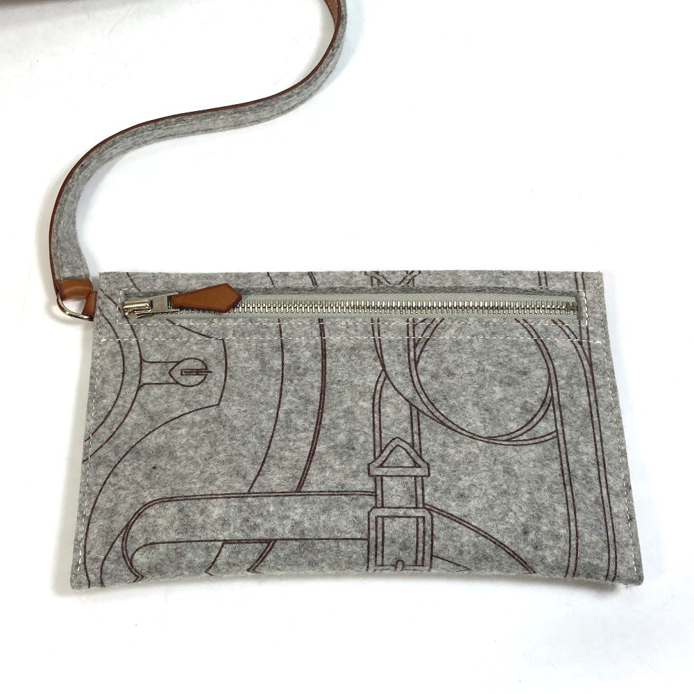 HERMES Tote Bag Felt, Leather gray Shoulder Bag Shoulder Bag Tote Bag Women  d