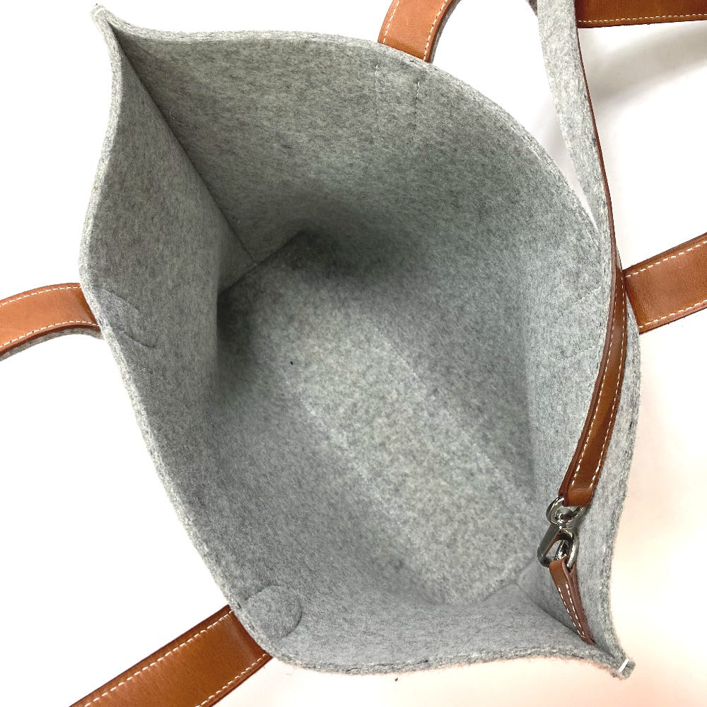 HERMES Tote Bag Felt, Leather gray Shoulder Bag Shoulder Bag Tote Bag Women  d