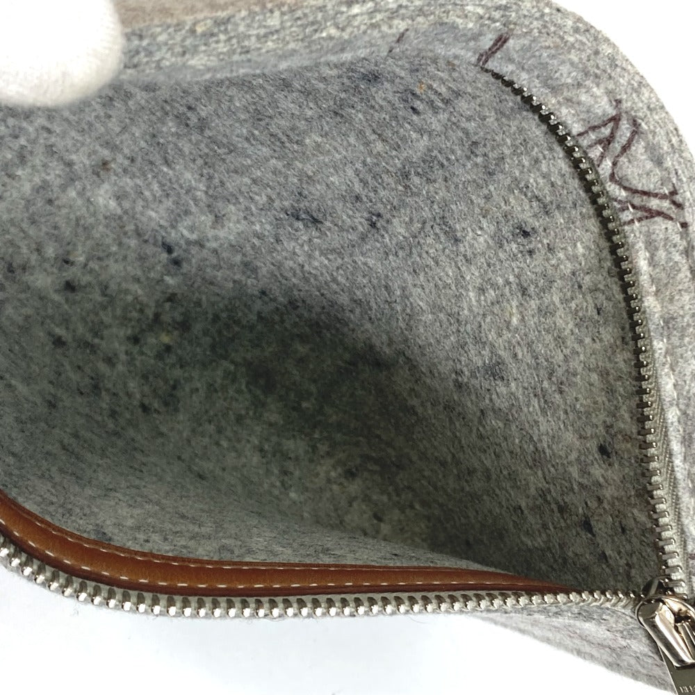 HERMES Tote Bag Felt, Leather gray Shoulder Bag Shoulder Bag Tote Bag Women  d