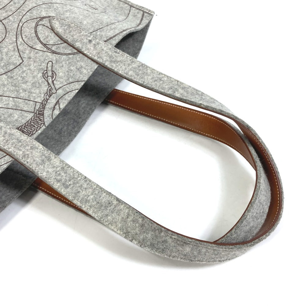 HERMES Tote Bag Felt, Leather gray Shoulder Bag Shoulder Bag Tote Bag Women  d
