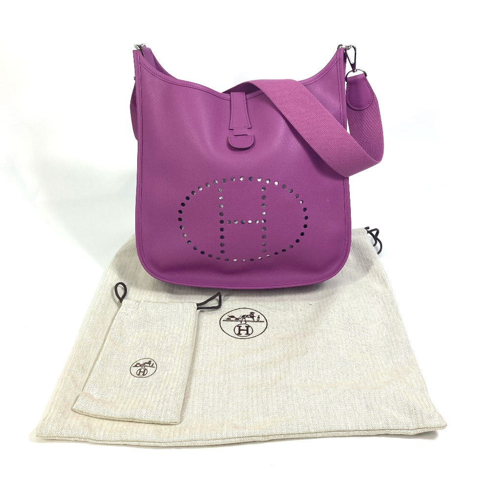 HERMES Shoulder Bag Epsom purple H logo punching Evelyn 2 GM Women  d
