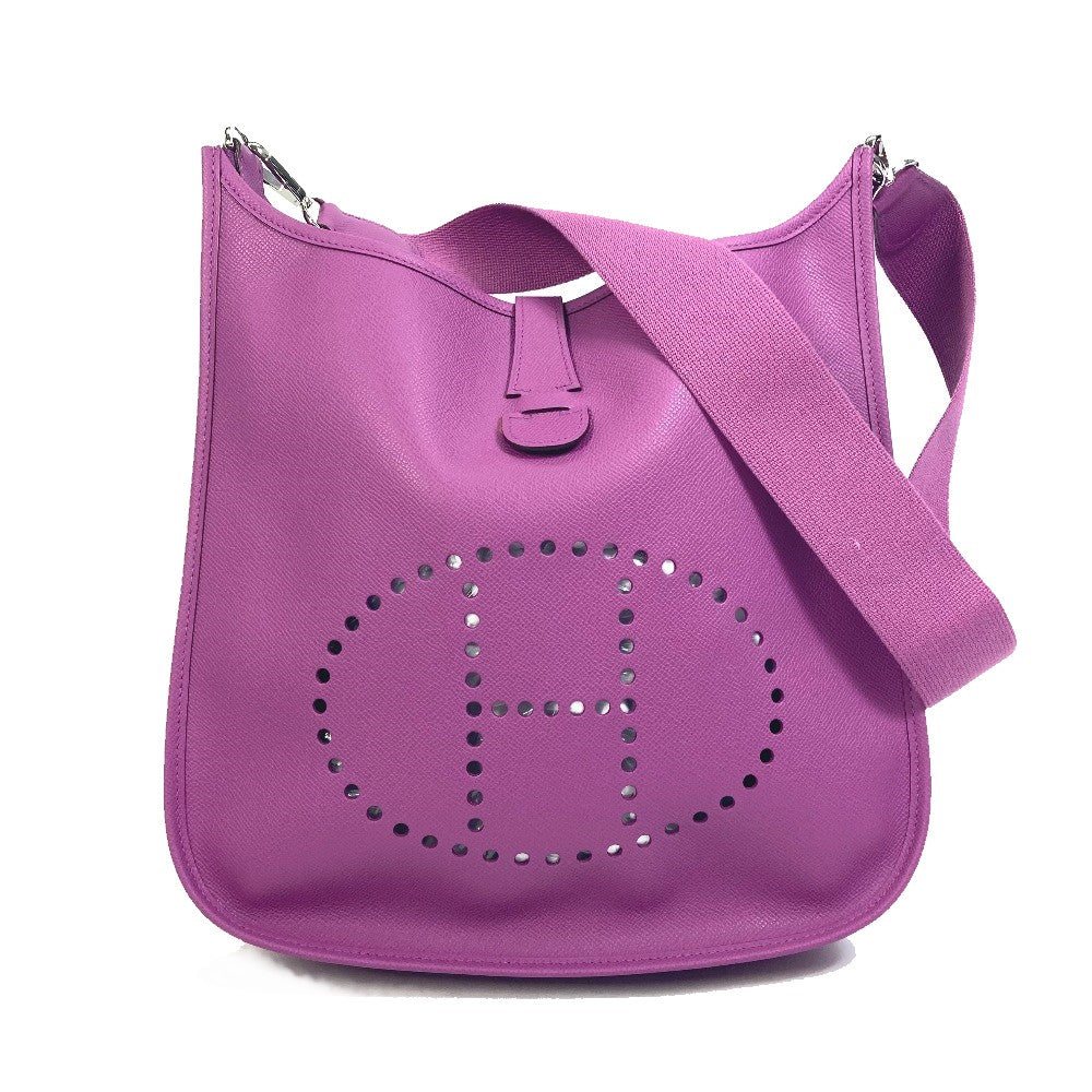 HERMES Shoulder Bag Epsom purple H logo punching Evelyn 2 GM Women  d