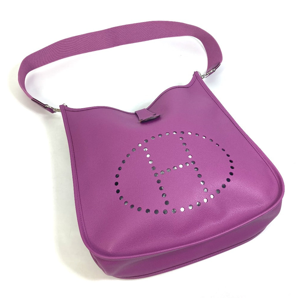 HERMES Shoulder Bag Epsom purple H logo punching Evelyn 2 GM Women  d