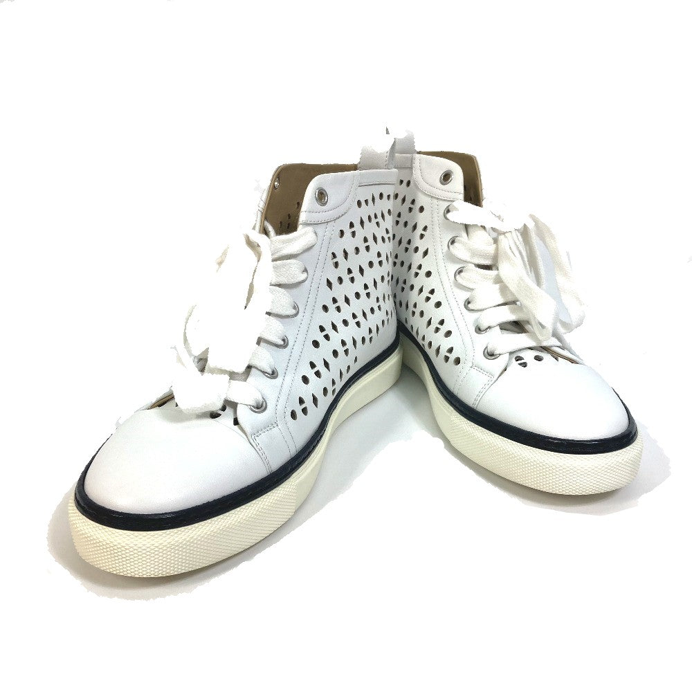 HERMES sneakers leather white punching High cut Women 37  d