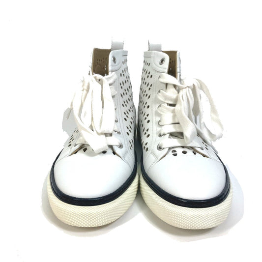 HERMES sneakers leather white punching High cut Women 37  d