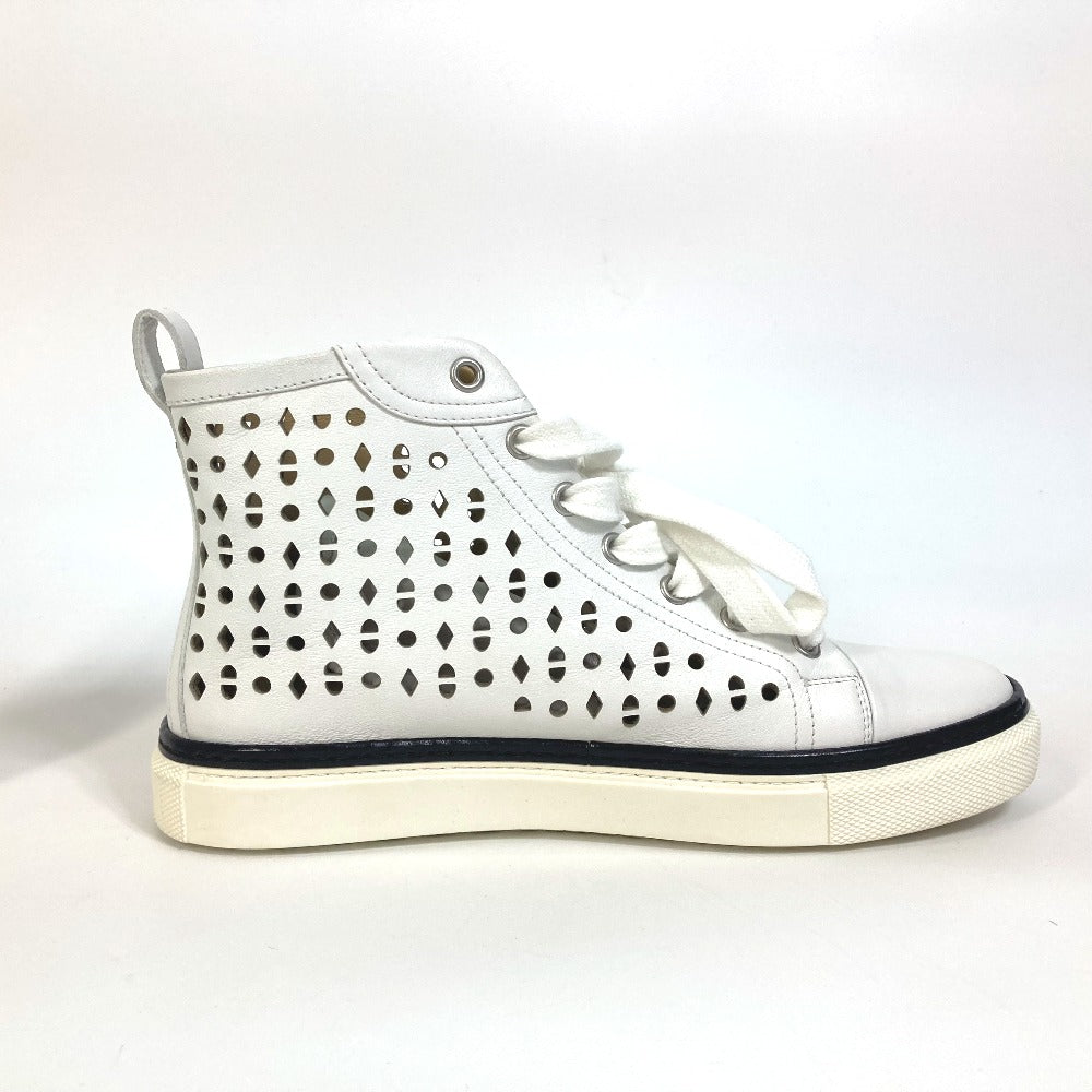 HERMES sneakers leather white punching High cut Women 37  d