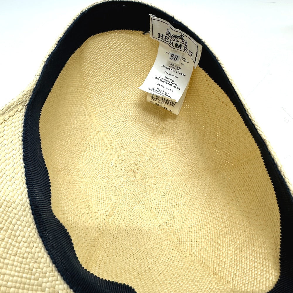 HERMES cap Cotton, Viscose beige Panama Brisa Newsboy Cap Riley unisex(Unisex) 58  d