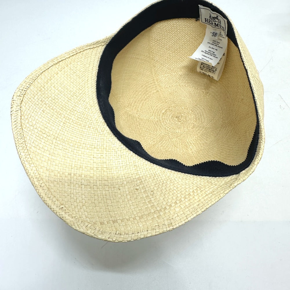 HERMES cap Cotton, Viscose beige Panama Brisa Newsboy Cap Riley unisex(Unisex) 58  d