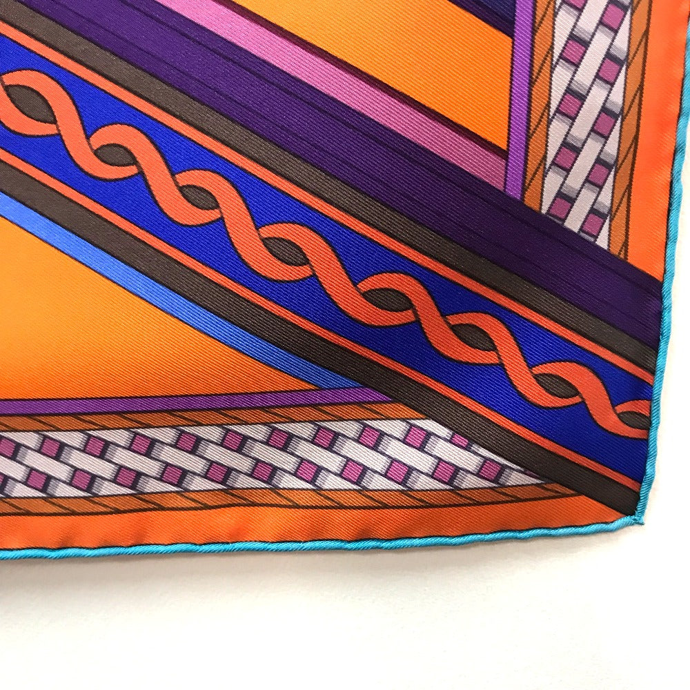HERMES scarf silk orange x purple x blue Concours detriers Carre 90 Women  d