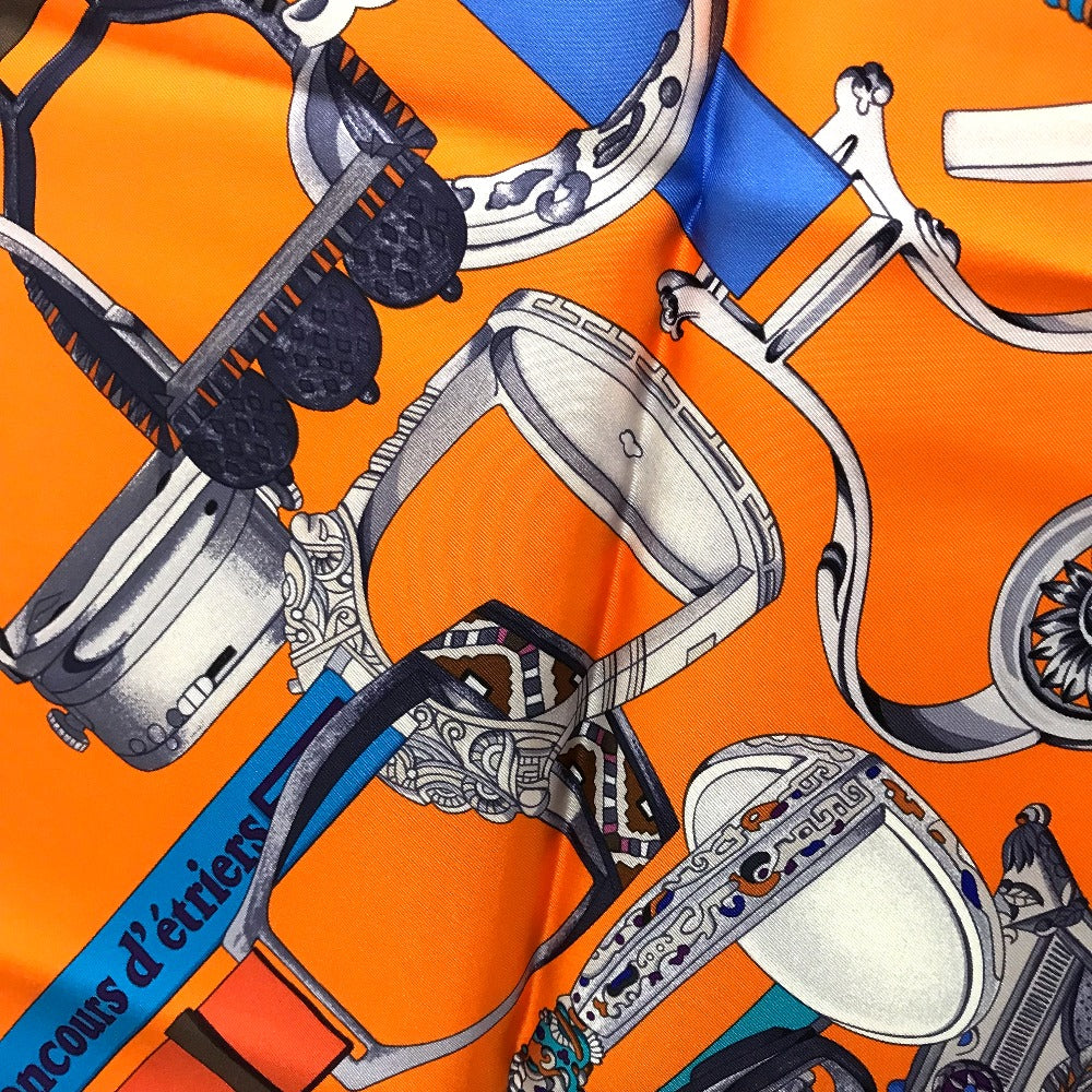 HERMES scarf silk orange x purple x blue Concours detriers Carre 90 Women  d