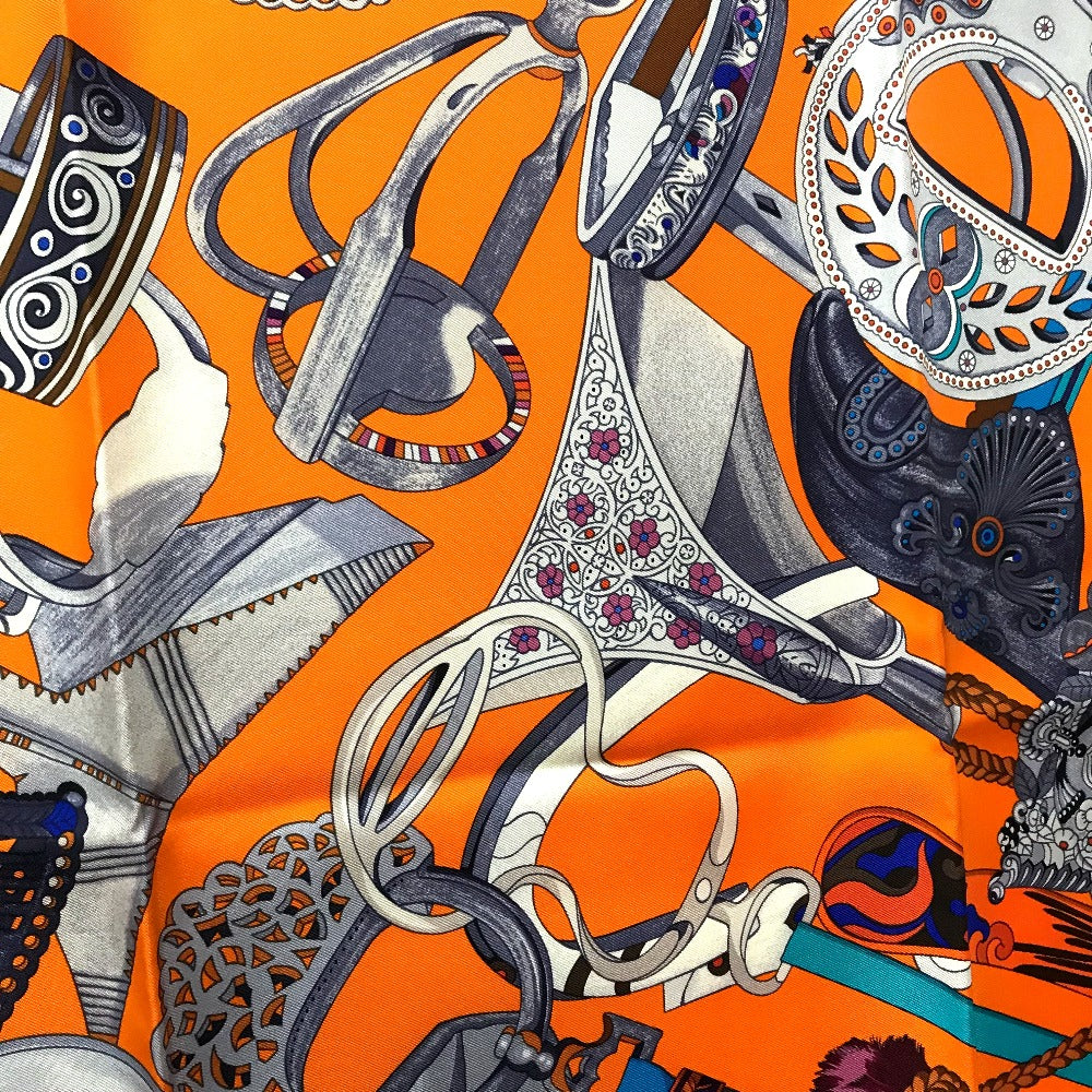 HERMES scarf silk orange x purple x blue Concours detriers Carre 90 Women  d