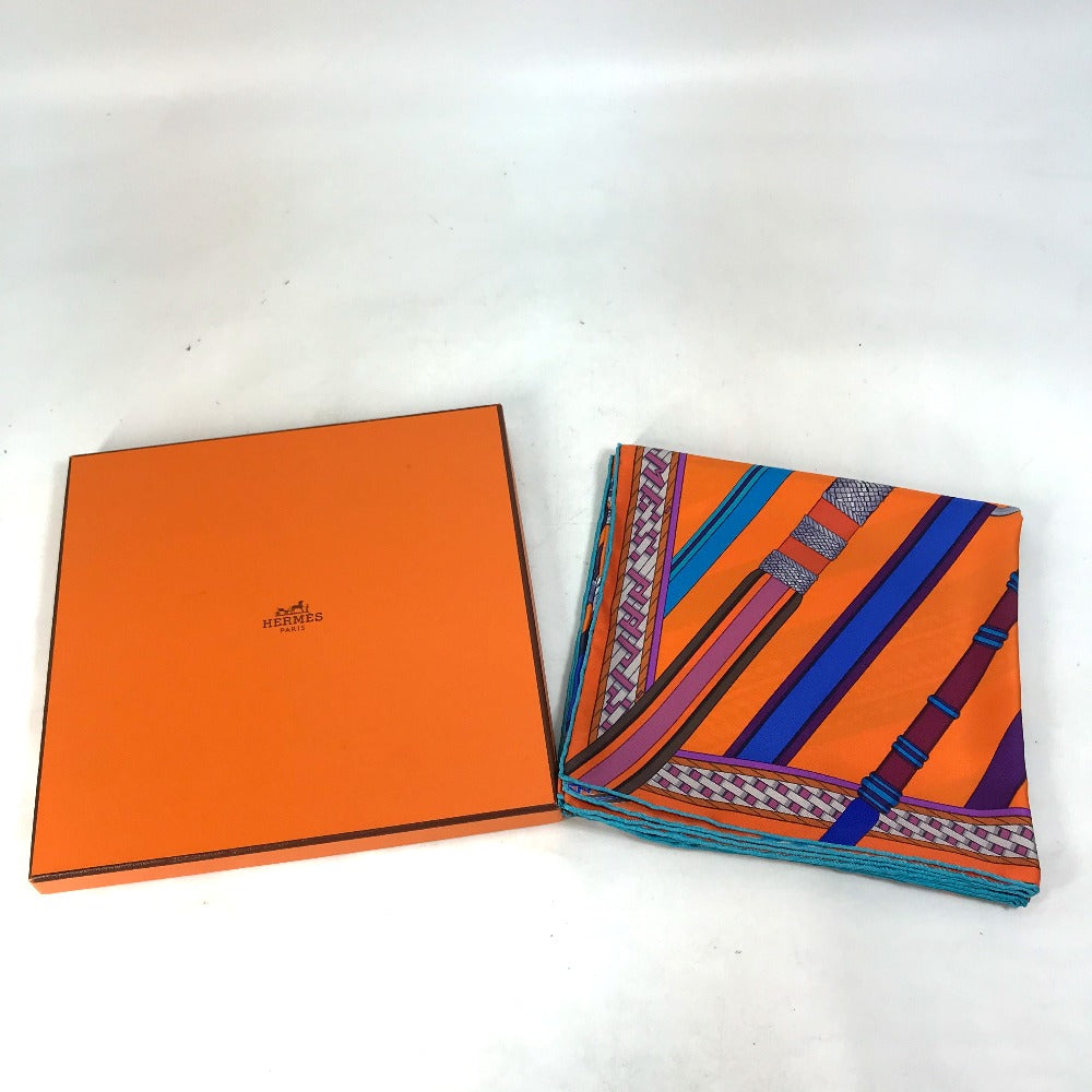 HERMES scarf silk orange x purple x blue Concours detriers Carre 90 Women  d